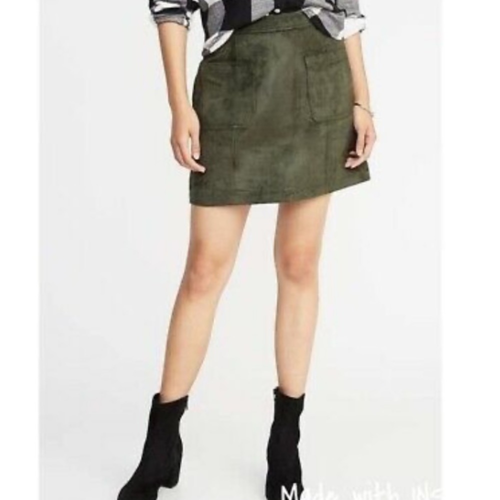 Old Navy Green Suede Skirt